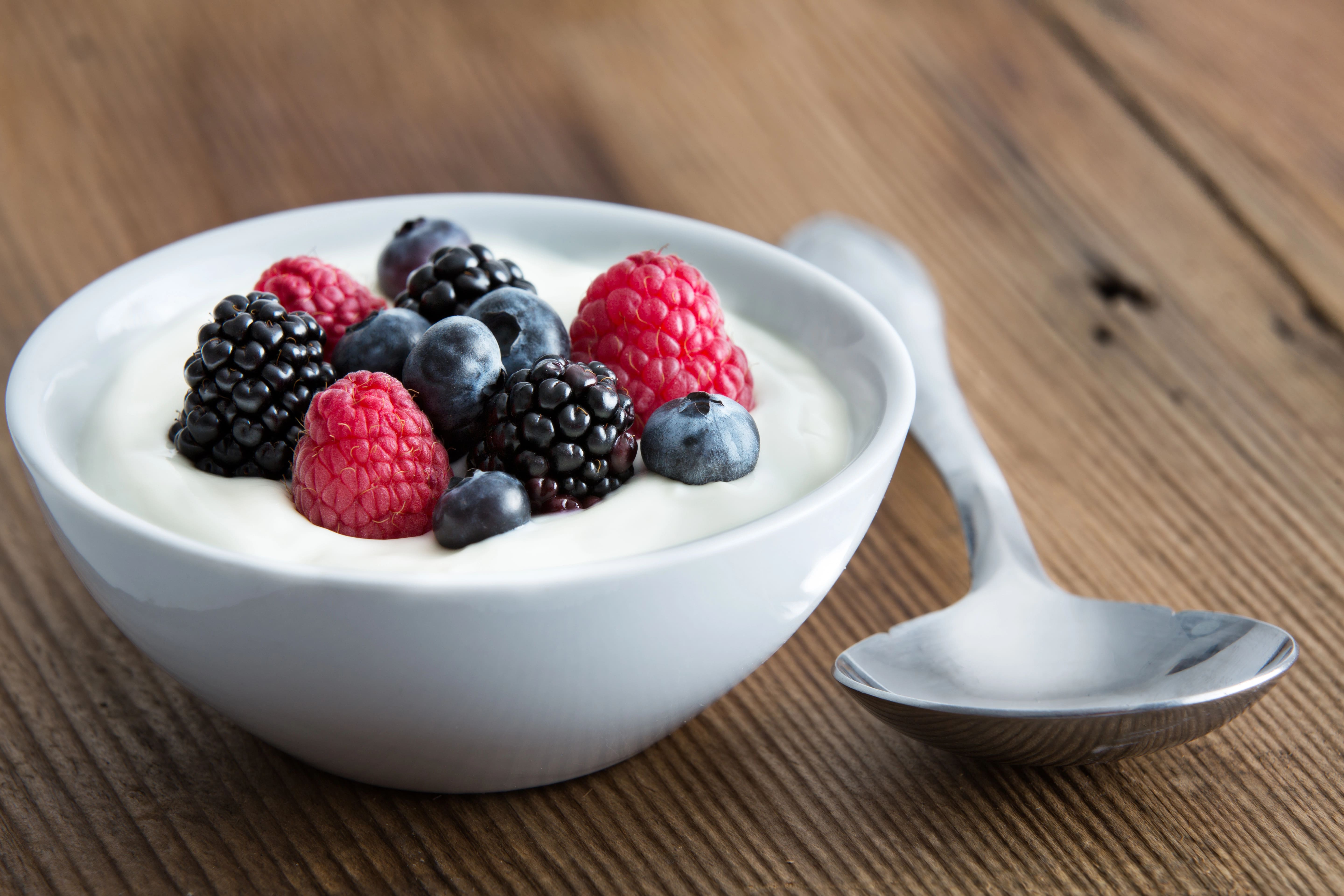 bowl of yogurt with berries